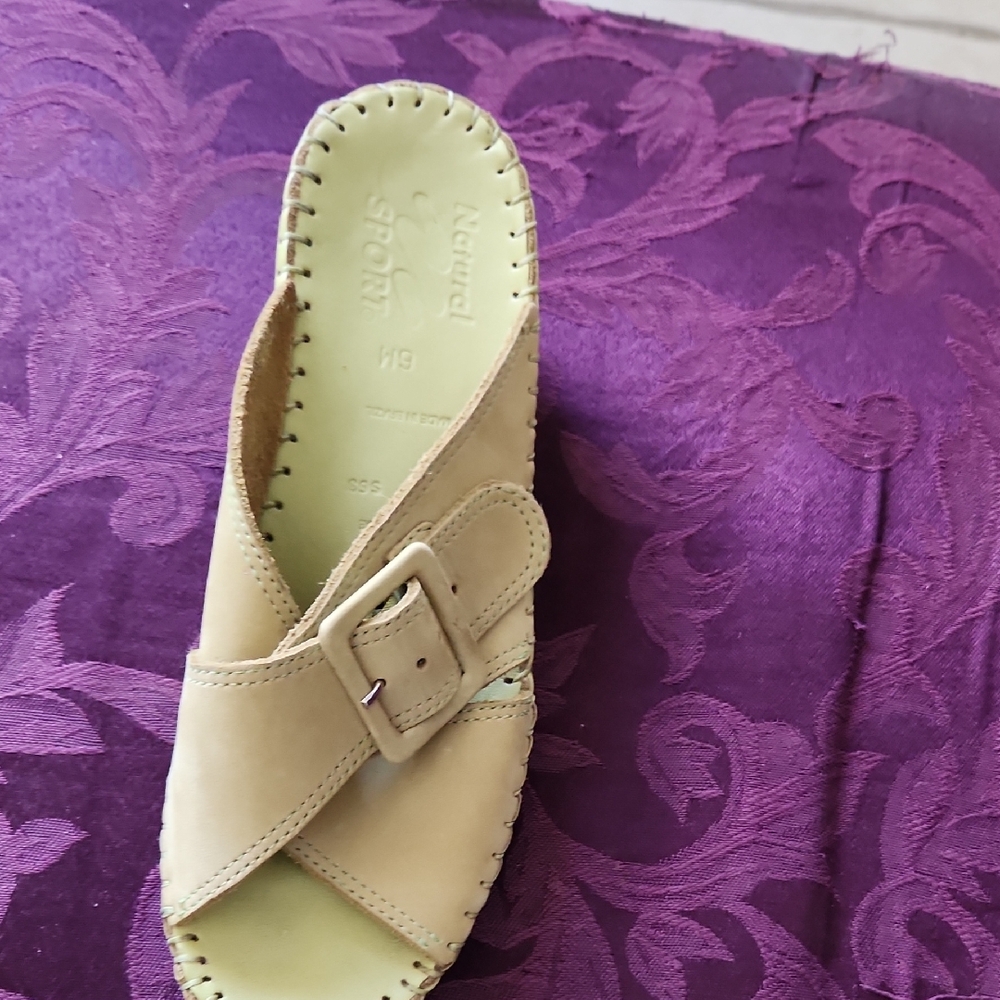 Women's khaki Slip-On Sandals man made extremely comfortable. Worn once
